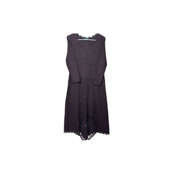 NWOT Peruvian Connection Chocolate Brown Baby Alpaca & Silk Blend Crochet Dress - Picture 1 of 11